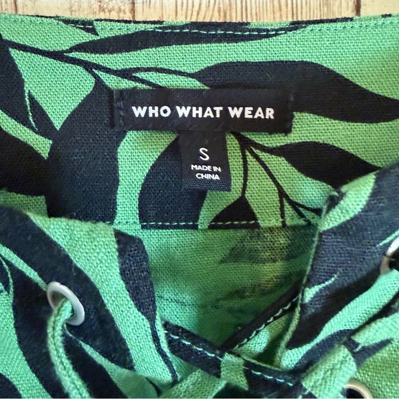 Who What Wear Island Palm Linen Blend Shift Dress - Picture 4 of 7